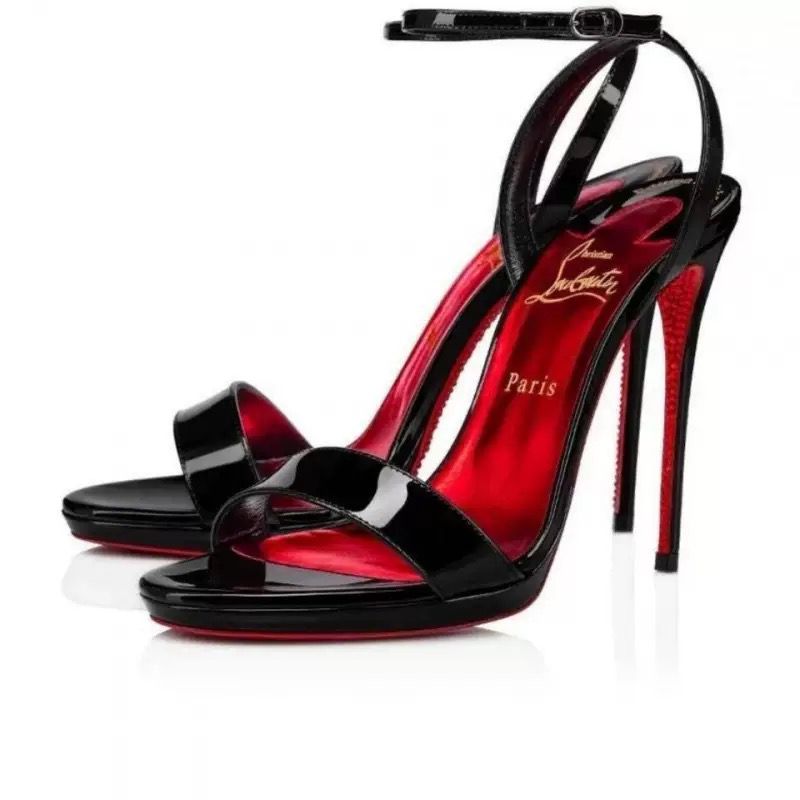 Black Patent Ankle Strap Heels